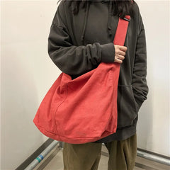 Women Canvas Shoulder Bags Large Capacity Thick Cotton Cloth Books Handbag