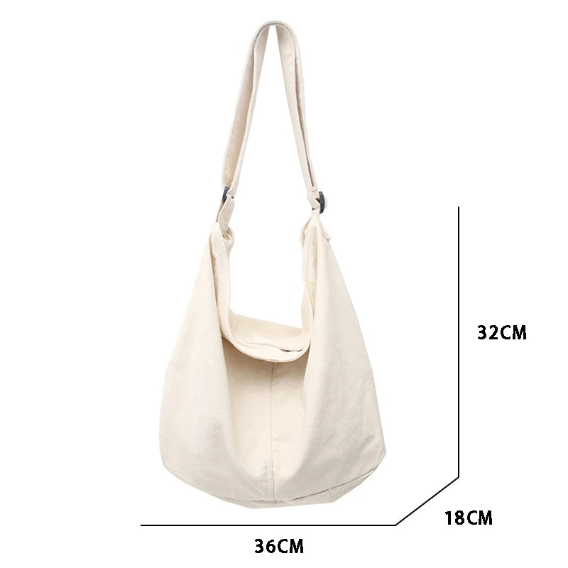 Women Canvas Shoulder Bags Large Capacity Thick Cotton Cloth Books Handbag
