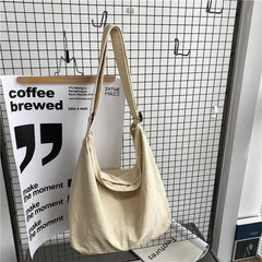 Women Canvas Shoulder Bags Large Capacity Thick Cotton Cloth Books Handbag