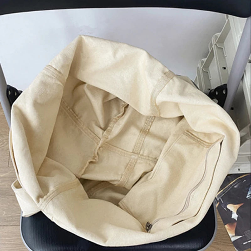Women Canvas Shoulder Bags Large Capacity Thick Cotton Cloth Books Handbag