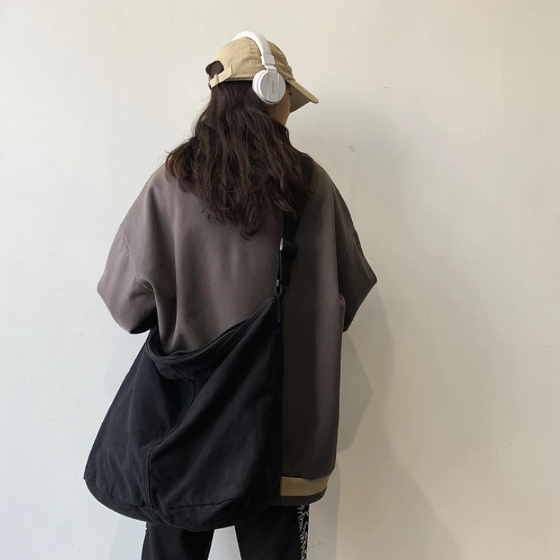 Women Canvas Shoulder Bags Large Capacity Thick Cotton Cloth Books Handbag