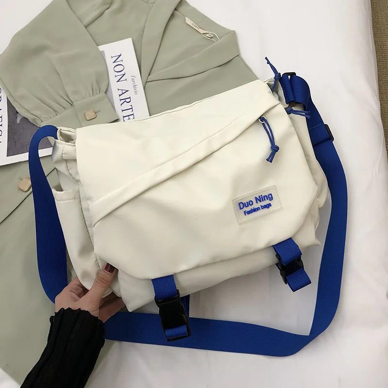Vintage Canvas Shoulder Bag Solid Messenger Tote Handbag Casual Girls' Books Bag