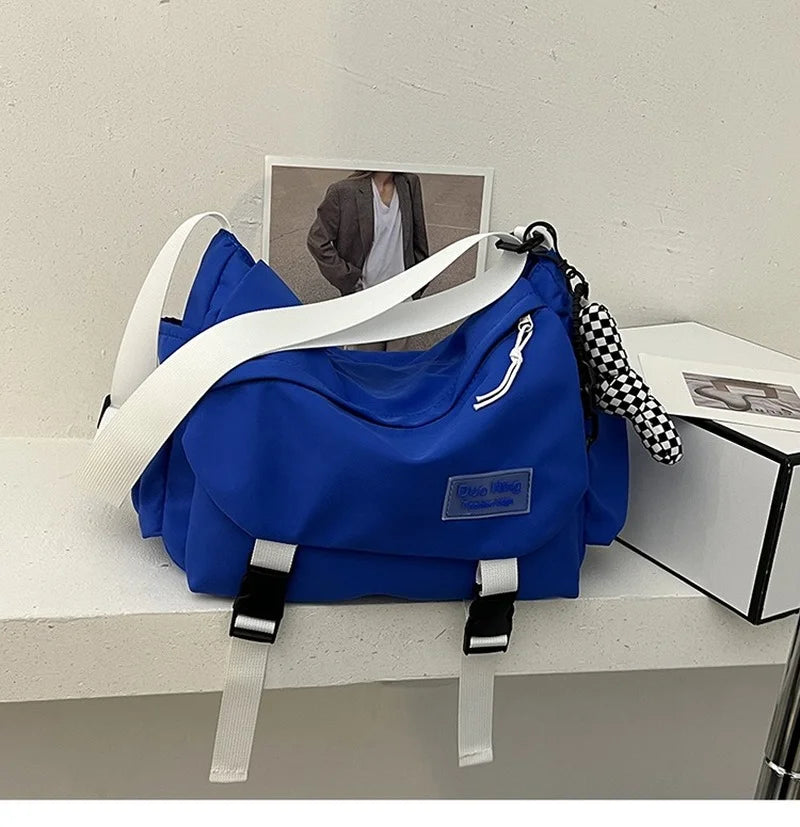 Vintage Canvas Shoulder Bag Solid Messenger Tote Handbag Casual Girls' Books Bag