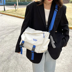 Vintage Canvas Shoulder Bag Solid Messenger Tote Handbag Casual Girls' Books Bag