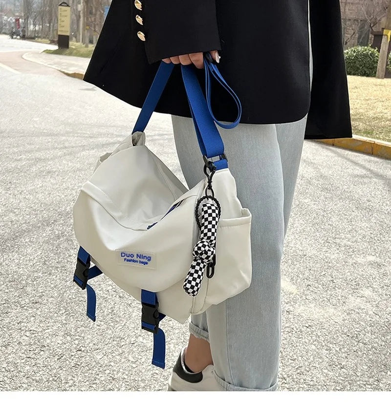 Vintage Canvas Shoulder Bag Solid Messenger Tote Handbag Casual Girls' Books Bag