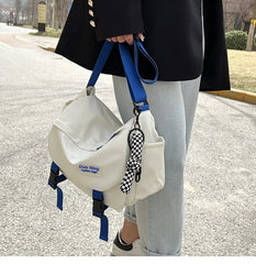 Vintage Canvas Shoulder Bag Solid Messenger Tote Handbag Casual Girls' Books Bag
