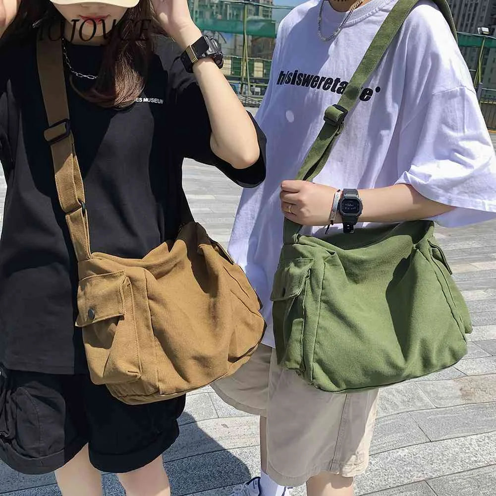 Canvas Shoulder Messenger Bag Top-Handle Handbag Tote Satchel