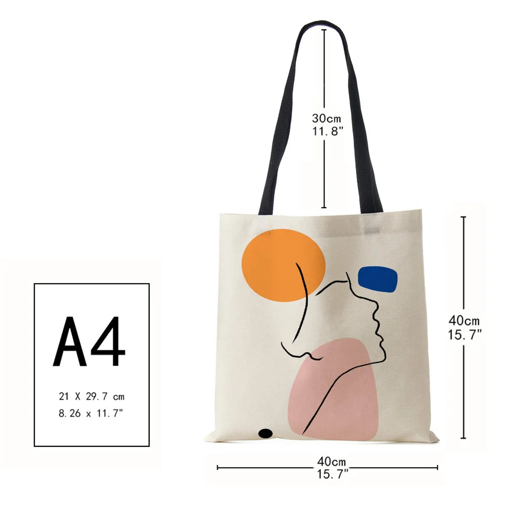 Abstract Art Canvas Tote Bag - Reusable Shopper Handbag