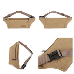 Women Canvas Waist Pack Zipper Waist Bag Lady Sling Chest Travel Belly Purse