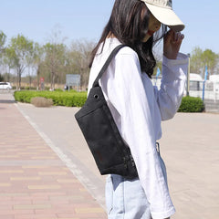 Women Canvas Waist Pack Zipper Waist Bag Lady Sling Chest Travel Belly Purse