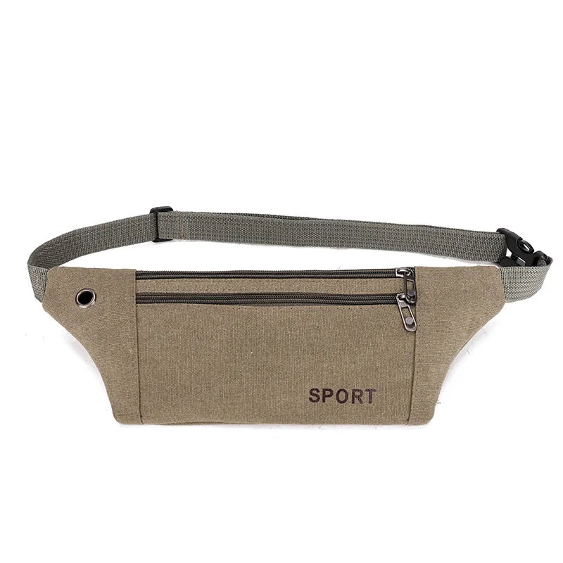 Women Canvas Waist Pack Zipper Waist Bag Lady Sling Chest Travel Belly Purse