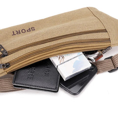 Women Canvas Waist Pack Zipper Waist Bag Lady Sling Chest Travel Belly Purse