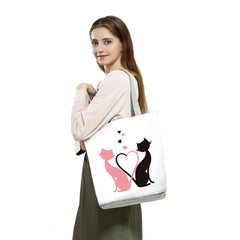 Women Cartoon Cat Handbags Shoulder Bag High Capacity Female Tote Print