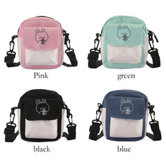 Women Cartoon Printed Canvas Shoulder Messenger Bag Hit Flap Purse
