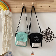 Women Cartoon Printed Canvas Shoulder Messenger Bag Hit Flap Purse