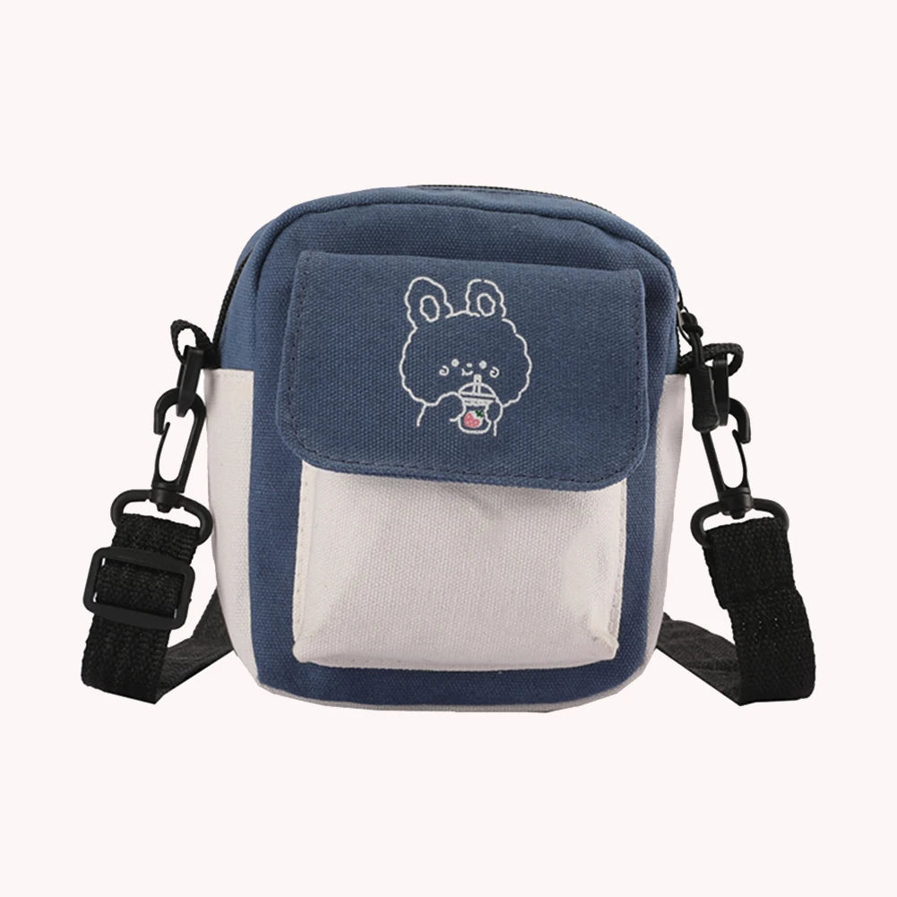 Women Cartoon Printed Canvas Shoulder Messenger Bag Hit Flap Purse