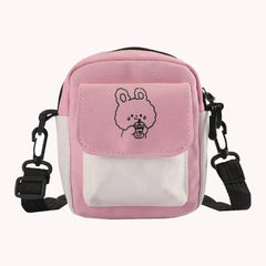 Women Cartoon Printed Canvas Shoulder Messenger Bag Hit Flap Purse
