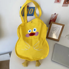 Women Cartoon Canvas Shoulder Bag Large-Capacity Student Handbag