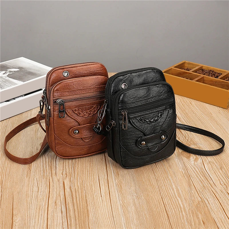 Women Casual Vintage Crossbody Bag Multi-layer Shoulder Bag