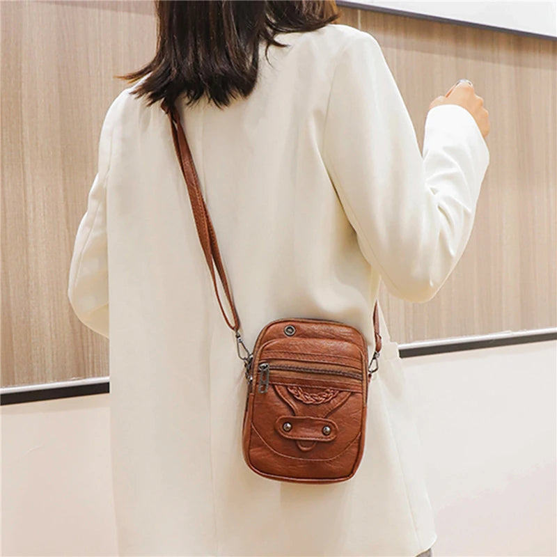 Women Casual Vintage Crossbody Bag Multi-layer Shoulder Bag