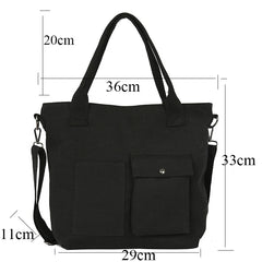Canvas Retro Ladies Portable Eco Tote Bags Solid Color