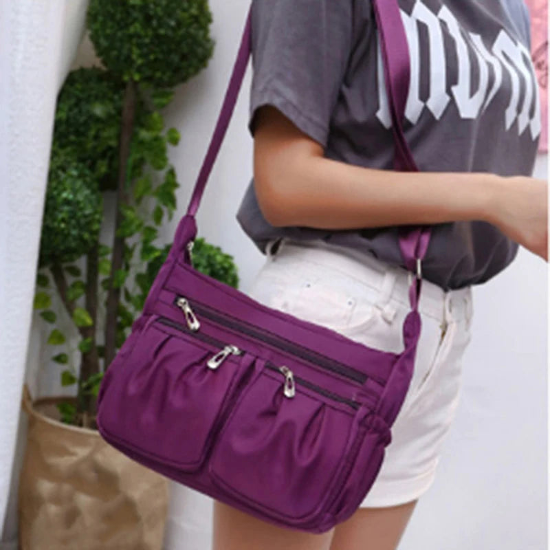 Women Casual Messenger Bag Waterproof Nylon Shoulder Bag Large Capacity
