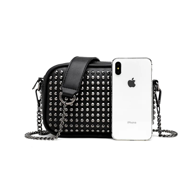 Women Chain Crossbody Bag Rivet Messenger Small Shoulder