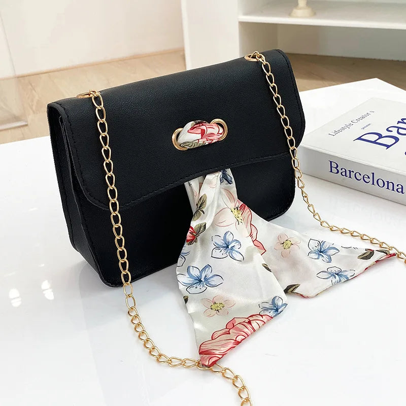 Small Shoulder Bags with Silk Scarf for Women