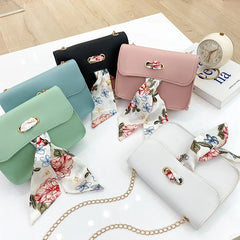 Small Shoulder Bags with Silk Scarf for Women