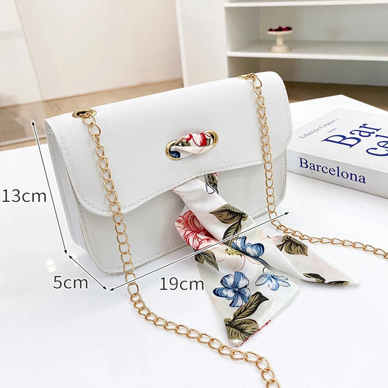 Small Shoulder Bags with Silk Scarf for Women