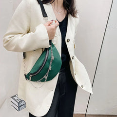 Women Chain Waist Bag Nylon Zipper Travel Phone Chest Bag