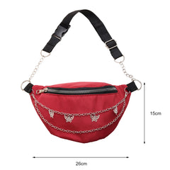 Women Chain Waist Bag Nylon Zipper Travel Phone Chest Bag