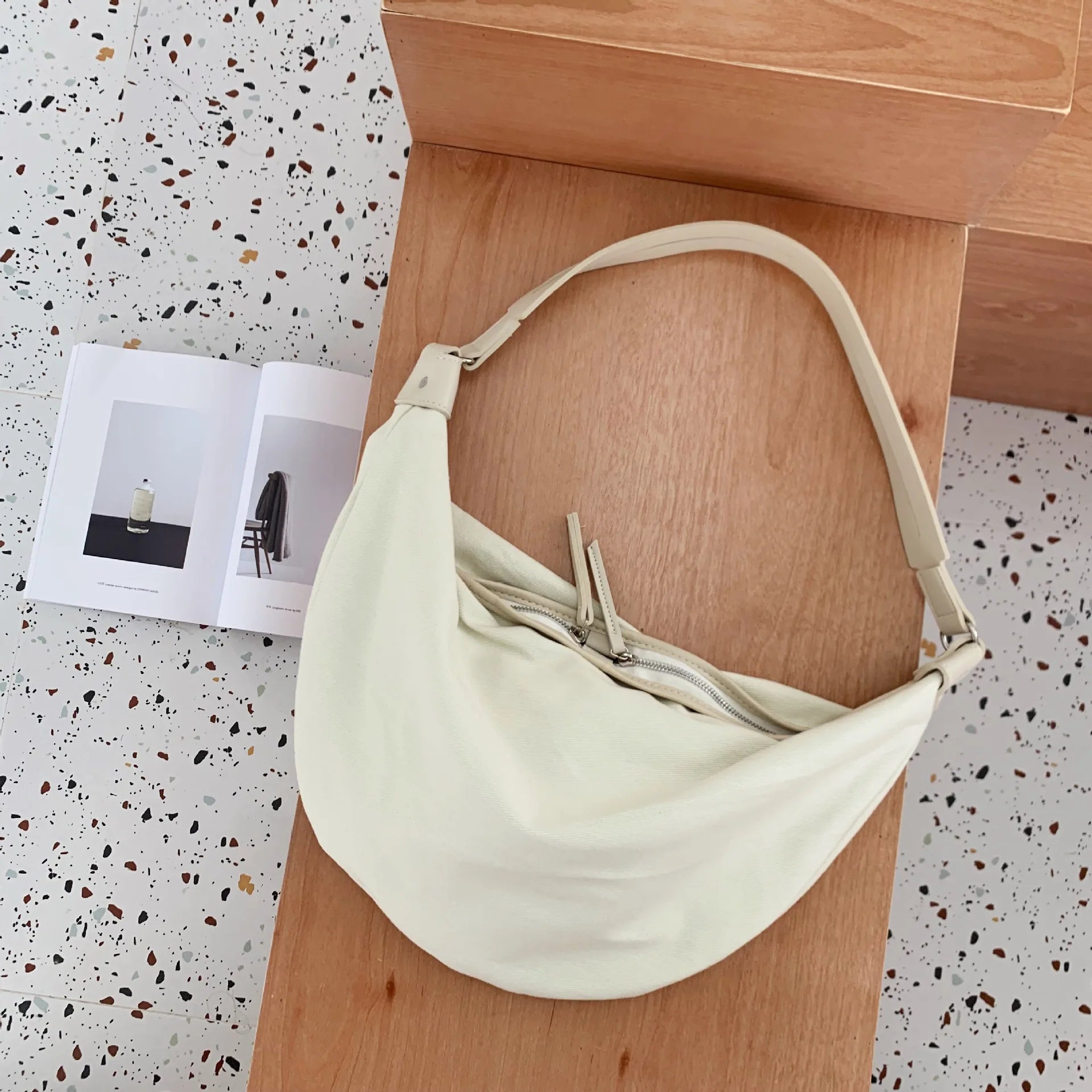 Canvas Shoulder Bag Ins Female Crossbody Small Zipper Messenger