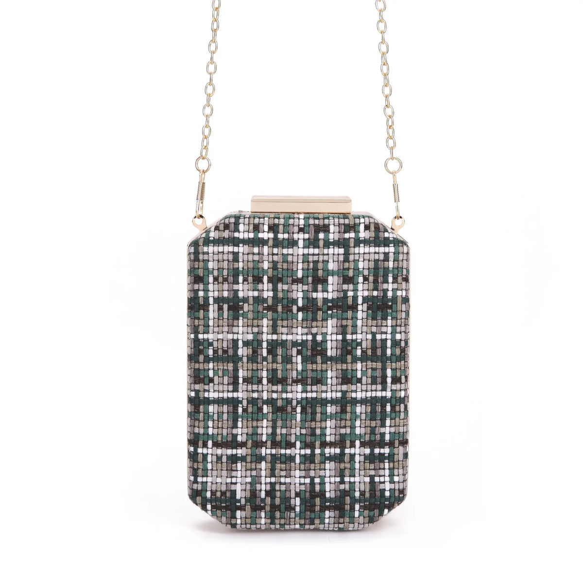 Plaid Flap Wedding Clutch Bag Vintage Style Shoulder Purse Party Banquet