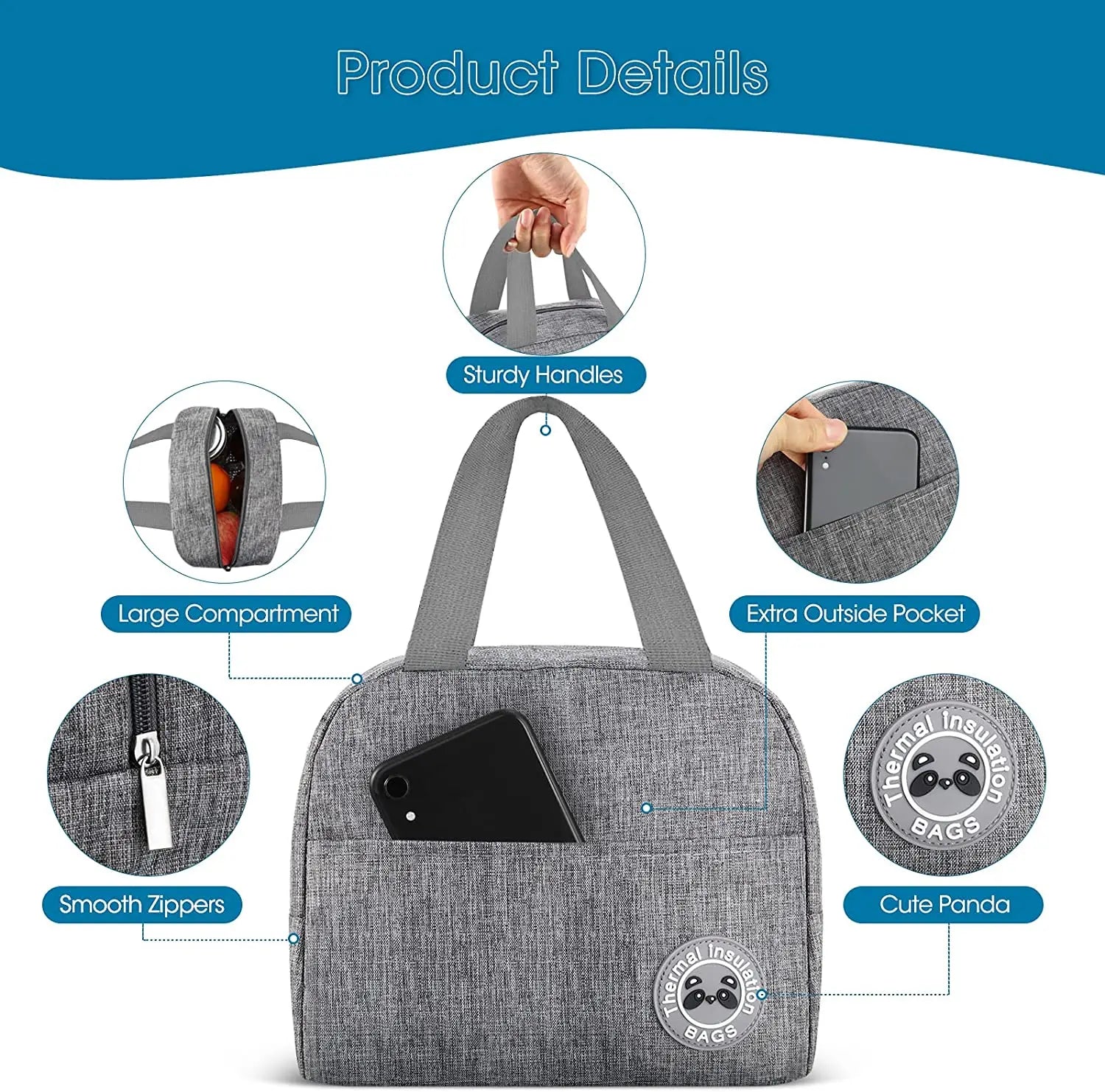 Women Child Insulated Lunch Bag Handbag Nurse Bento Food Lunchbox