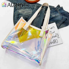 Women Clear Waterproof TOTES Shoulder Bag Summer Beach Pouch
