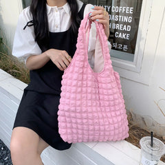 Women Cloud Shoulder Bag Soft Fabric Handbag Casual Canvas Tote Shopping Purse