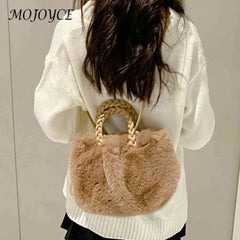Plush Crossbody Handbag Soft Solid Winter Purse