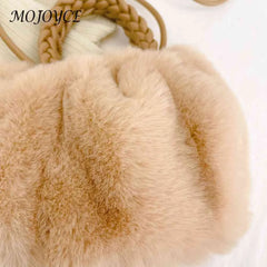 Plush Crossbody Handbag Soft Solid Winter Purse