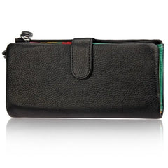 Cow Leather Women Clutch Wallet Long Zipper Purse For iPhone 8