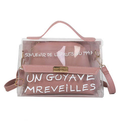 Women Transparent Handbag Letters Printed Shoulder Bag
