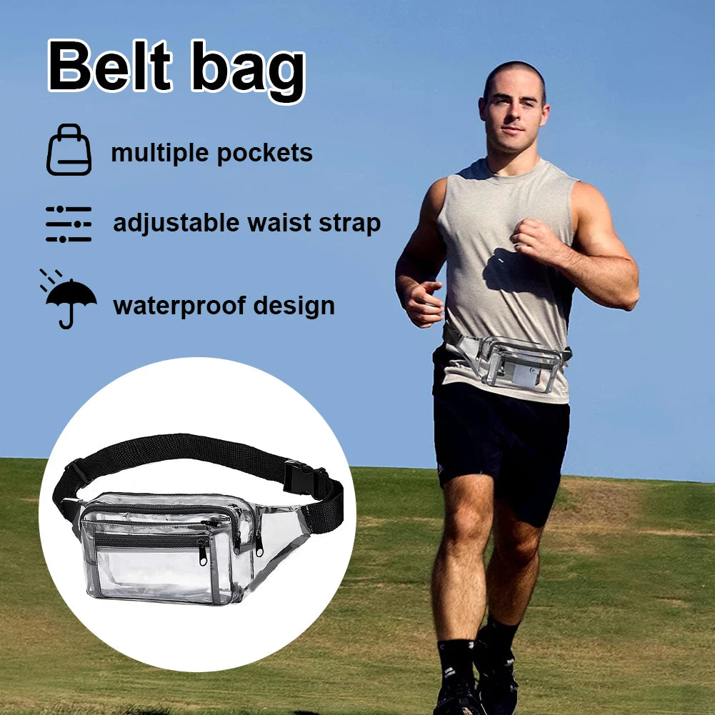 Women Concert Fanny Pack Phone Holder PVC Belt Bag Waterproof Camping Running