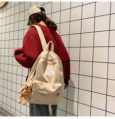 Corduroy Backpack for Women High School College Students