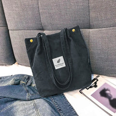 Women Corduroy Canvas Tote Handbag Reusable Shoulder Bag Girls Casual Shopping