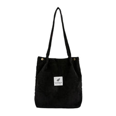 Women Corduroy Canvas Tote Handbag Reusable Shoulder Bag Girls Casual Shopping