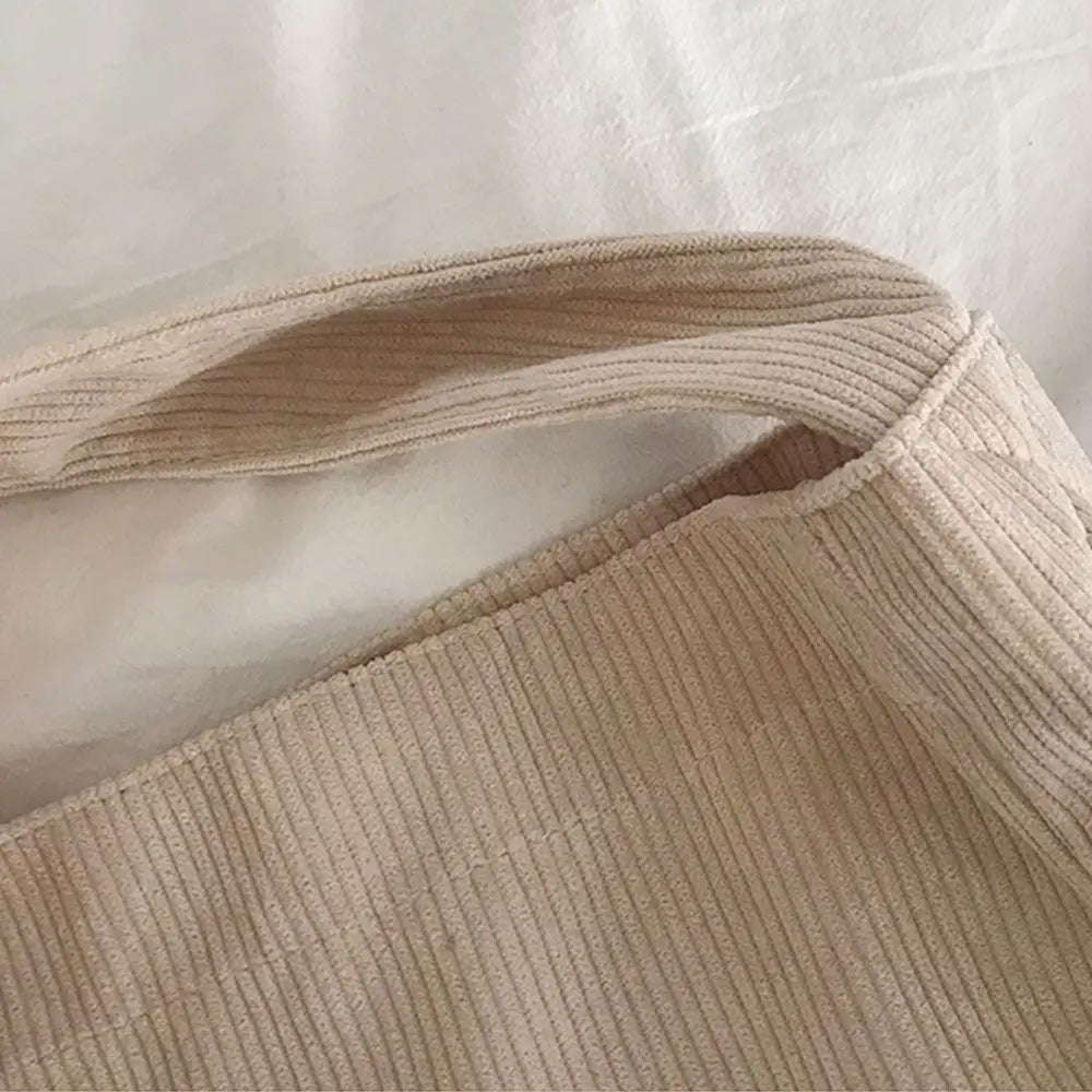 Women Corduroy Shoulder Bags Soft Handbags Tote Bags Girls Students Large
