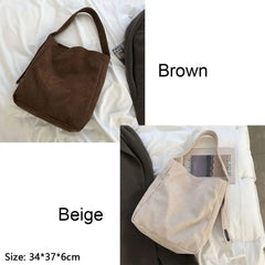 Women Corduroy Shoulder Bags Soft Handbags Tote Bags Girls Students Large