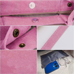 Women Corduroy Shoulder Shopping Bags Reusable Tote Handbags Eco Organizer