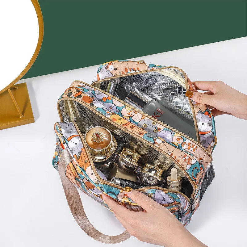Women Cosmetic Bag Portable Travel Toiletry Waterproof Dry Wet Separation