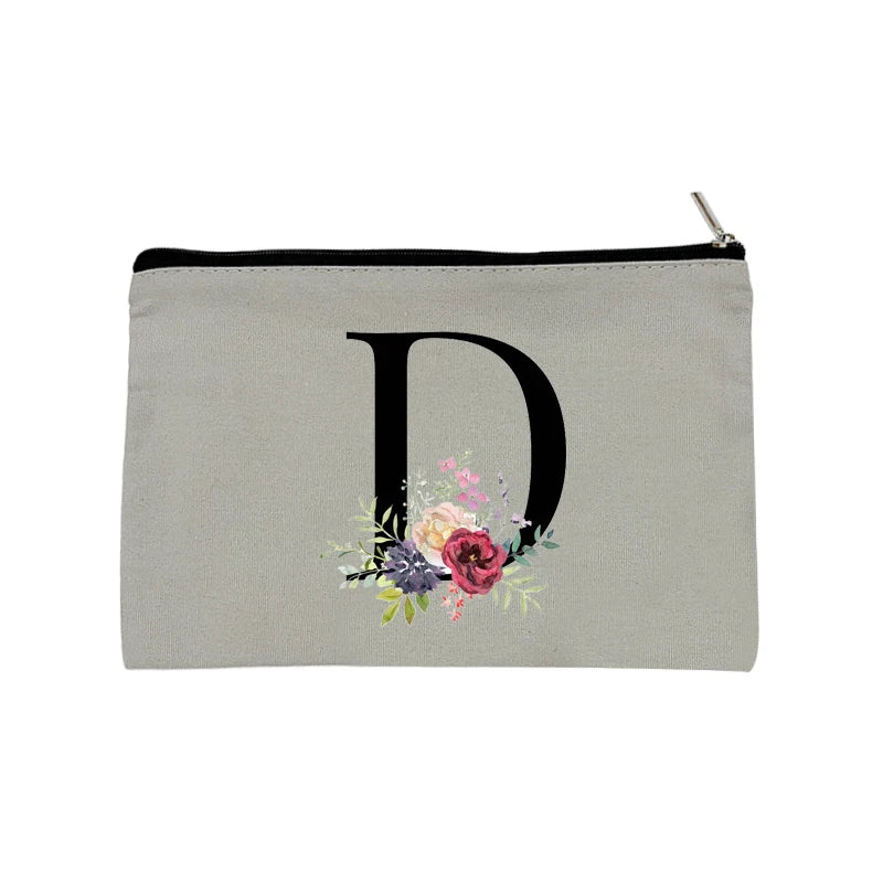 Floral Print Cosmetic Organizer Travel Bag Grey